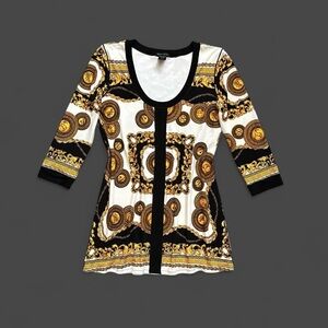 🔥 EVA VARRO Made in USA 🇺🇸 Baroque Print Blouse